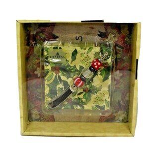 Cypress Home Its a Party Gift Cheese Board 3 Piece Set Boughs of Holly Christmas